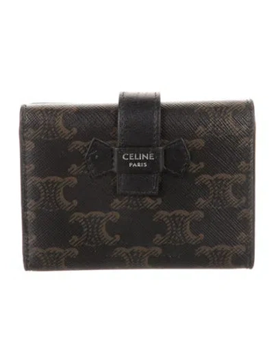 Pre-owned Celine 2021 Triomphe Compact Wallet In Brown