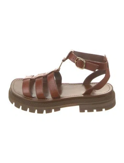 Pre-owned Celine 2021 Triomphe Gladiator Sandals In Brown