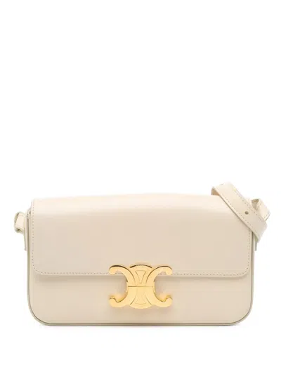 Pre-owned Celine 2021 Triomphe Leather Claude Shoulder Bag In Brown