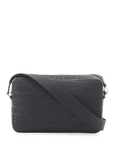 Pre-owned Celine 2021-2024 Canvas Logo Crossbody Bag In Black