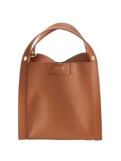 Pre-owned Celine 2021-2026 Small Supple Calfskin Cube Satchel In Brown