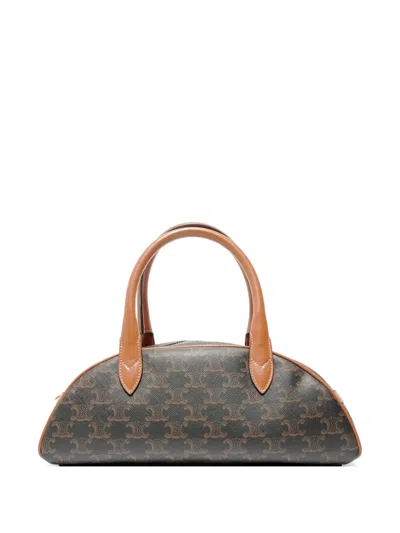 Pre-owned Celine 2021s Triomphe Canva Shoulder Bag In Black