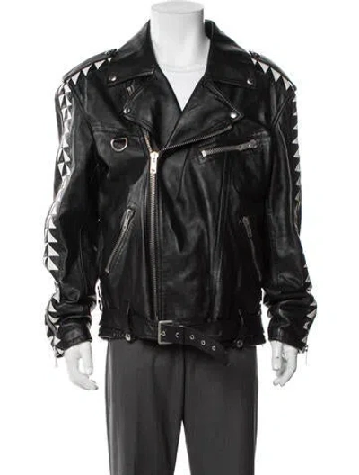 Pre-owned Celine 2022 Calf Leather Moto Jacket In Black