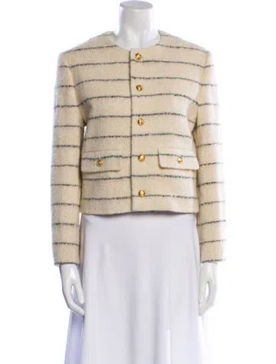 Pre-owned Celine 2022 Chasseur Striped Blazer In Neutral