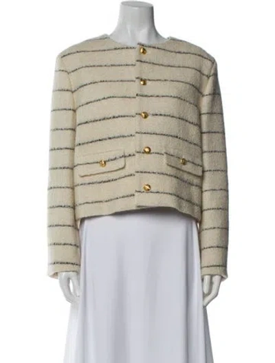 Pre-owned Celine 2022 Chasseur Striped Evening Jacket W/ Tags In Neutral