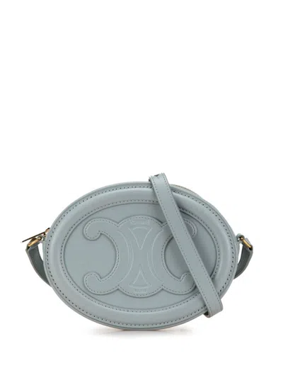 Pre-owned Celine 2022 Cuir Triomphe Oval Crossbody Bag In 蓝色