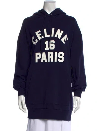 Pre-owned Celine 2022 Graphic Print Hoodie In Blue