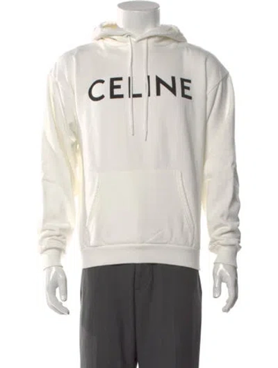 Pre-owned Celine 2022 Graphic Print Hoodie In White