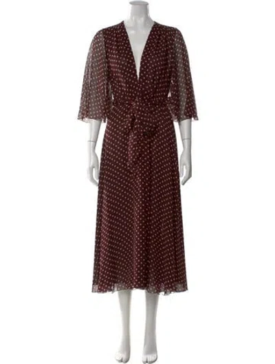 Pre-owned Celine 2022 Long Dress In Burgundy/neutrals