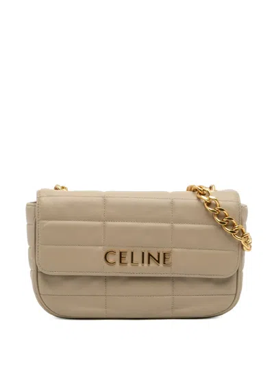 Pre-owned Celine 2022 Matelasse Goatskin Monochrome Chain Shoulder Bag In Brown