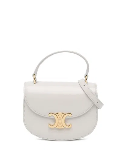 Pre-owned Celine 2022 Mini Patent Besace Clea Satchel In White