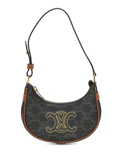 Pre-owned Celine 2022 Mini Triomphe Coated Canvas Ava Shoulder Bag In Brown