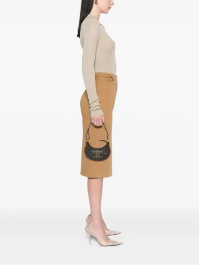 Pre-owned Celine 2022 Mini Triomphe Coated Canvas Ava Shoulder Bag In Brown