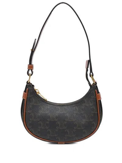 Pre-owned Celine 2022 Mini Triomphe Coated Canvas Ava Shoulder Bag In Brown