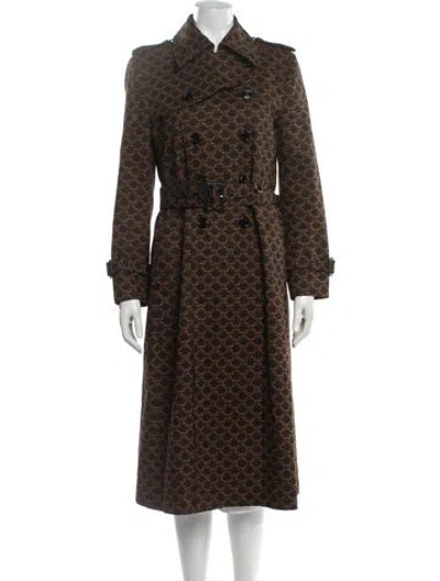 Pre-owned Celine 2022 Monogram Print Trench Coat In Brown