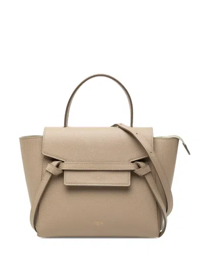 Pre-owned Celine 2022 Nano Grained Calfskin Belt Bag Satchel In Brown