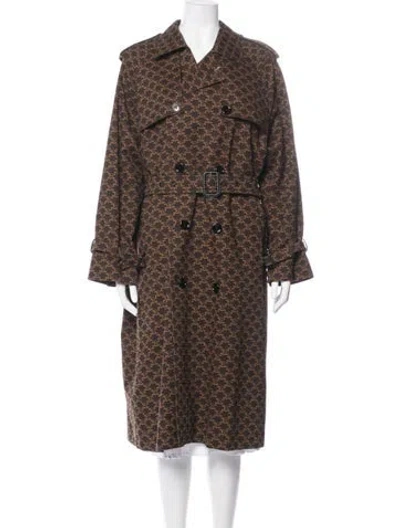Pre-owned Celine 2022 Patterned Trench Coat In Brown