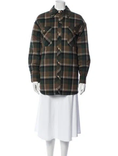 Pre-owned Celine 2022 Plaid Print Jacket W/ Tags In Green