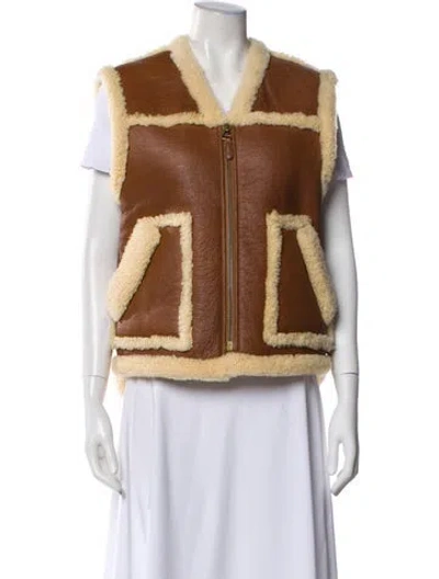 Pre-owned Celine 2022 Shearling Fur Jacket In Brown