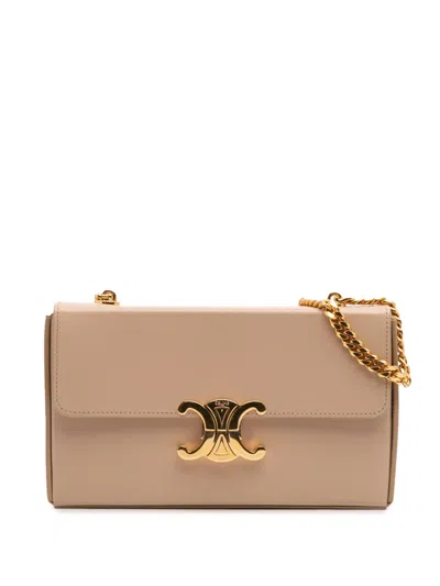 Pre-owned Celine 2022 Shiny Calfskin Triomphe Chain Box Shoulder Bag