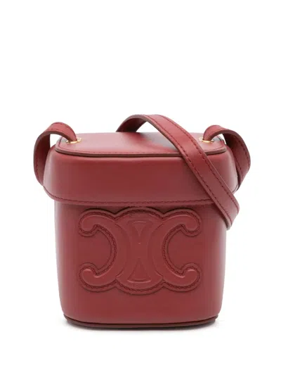 Pre-owned Celine 2022 Small Calfskin Cuir Triomphe Box Bag Crossbody Bag In Red