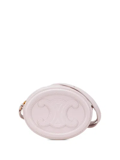 Pre-owned Celine 2022 Small Calfskin Cuir Triomphe Oval Crossbody Bag In Pink