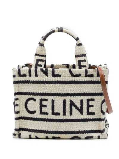 Pre-owned Celine 2022 Small Canvas Cabas Thais Satchel In Neutrals