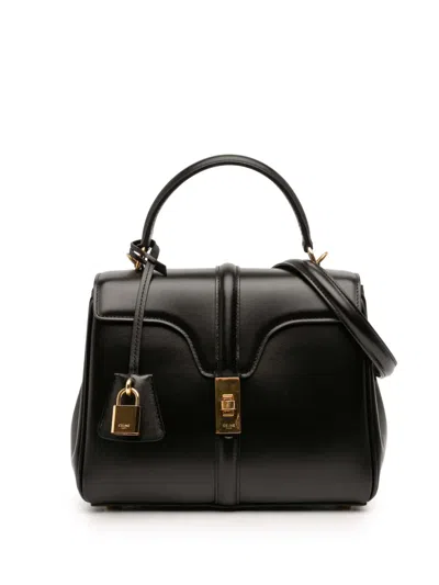 Pre-owned Celine 2022 Small Leather 16 Satchel In Black