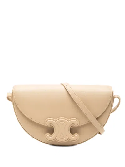 Pre-owned Celine 2022 Smooth Calfskin Cuir Triomphe Besace Crossbody Bag In Brown