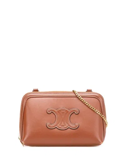 Pre-owned Celine 2022 Smooth Calfskin Cuir Triomphe Clutch On Chain Crossbody Bag