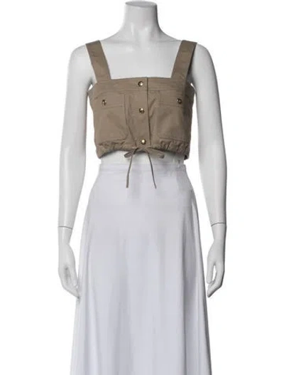 Pre-owned Celine 2022 Square Neckline Crop Top In Neutral