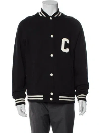 Pre-owned Celine 2022 Striped Varsity Jacket In Black