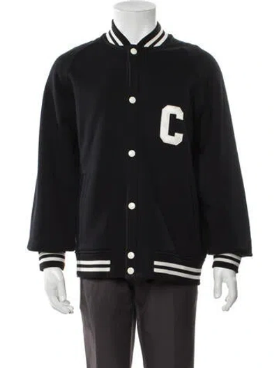 Pre-owned Celine 2022 Striped Varsity Jacket In Black