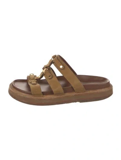 Pre-owned Celine 2022 Suede Slides In Neutrals