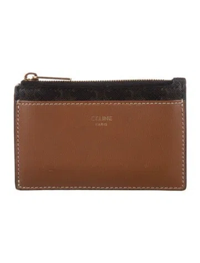 Pre-owned Celine 2022 Triomphe Canvas Card Holder In Brown