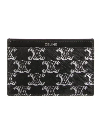 Pre-owned Celine 2022 Triomphe Card Holder In Black