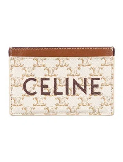 Pre-owned Celine 2022 Triomphe Card Holder In White