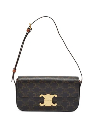 Pre-owned Celine 2022 Triomphe Claude Shoulder Bag In Brown