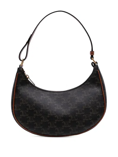 Pre-owned Celine 2022 Triomphe Coated Canvas Ava Shoulder Bag In Brown