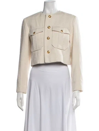 Pre-owned Celine 2022 Tweed Jacket In White