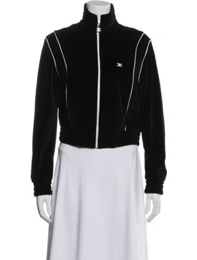 Pre-owned Celine 2022 Velour Biker Jacket In Black