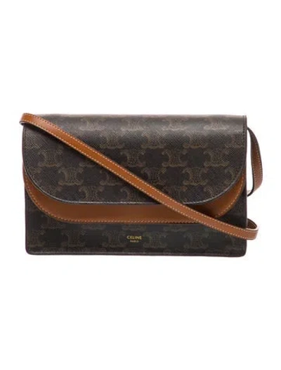 Pre-owned Celine 2022 Wallet On Strap Wristlet In Brown