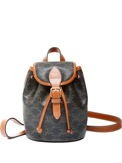 Pre-owned Celine 2023-2025 Mini Folco Triomphe Backpack In Brown