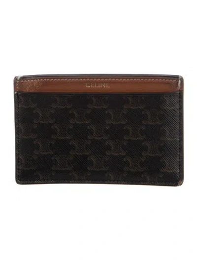 Pre-owned Celine 2023 Card Holder Wallet In Black/brown