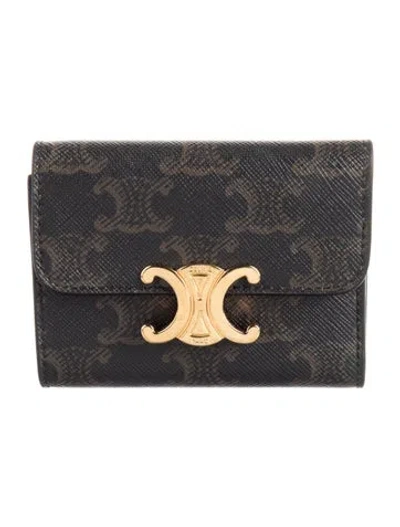 Pre-owned Celine 2023 Compact Wallet W/coin Purse Compact Wallet In Black/brown