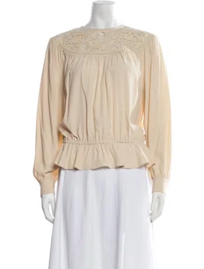 Pre-owned Celine 2023 Crew Neck Blouse W/ Tags In Neutrals