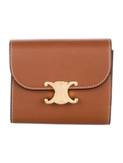 Pre-owned Celine 2023 Leather Bifold Wallet In Brown