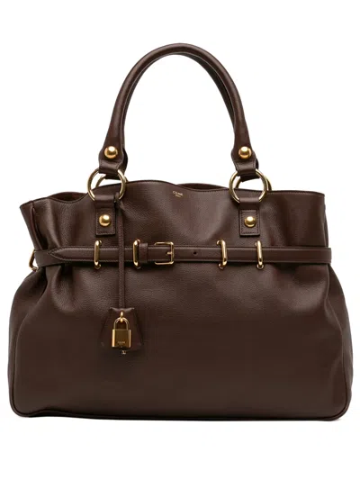 Pre-owned Celine 2023 Medium Leather Anita Tote Bag In Brown