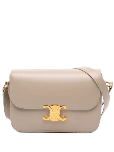 Pre-owned Celine 2023 Medium Shiny Calfskin Triomphe Crossbody Bag