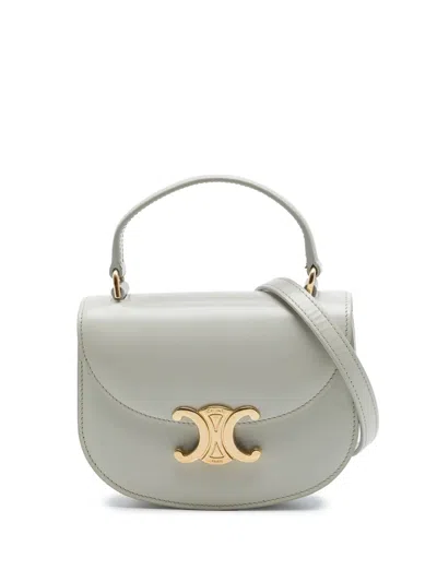 Pre-owned Celine 2023 Mini Shiny Calfskin Besace Clea Satchel In Grey